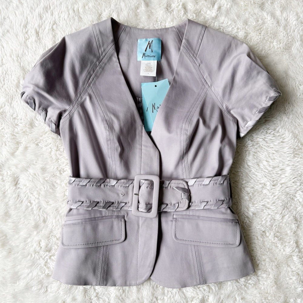 NWT Marciano Woman Dusty Lavender V-Neck Belted Short Sleeve Blazer US0 Y2K 90s